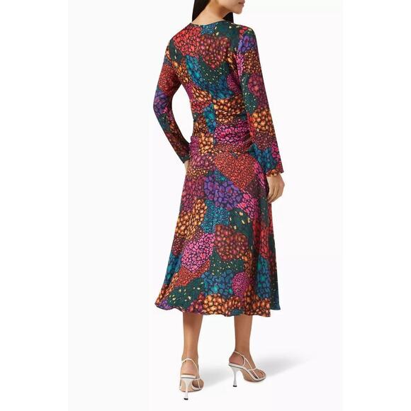 Farm Rio Rainbow Hearts Lenzing Ecovero Viscose Midi Dress Multicolor SZ XS NWT - Picture 3 of 12
